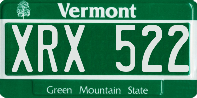 VT license plate XRX522