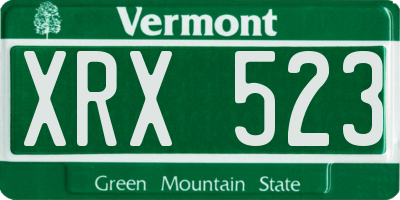 VT license plate XRX523
