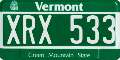 VT license plate XRX533