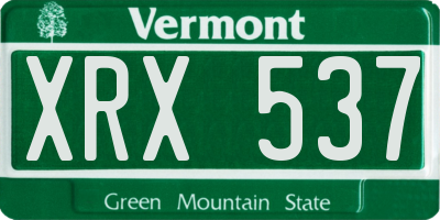 VT license plate XRX537