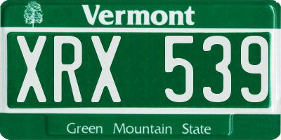 VT license plate XRX539