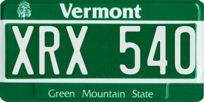 VT license plate XRX540