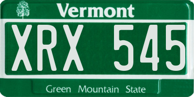 VT license plate XRX545