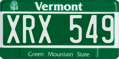 VT license plate XRX549