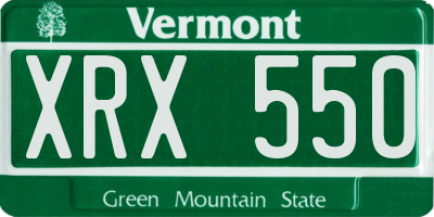 VT license plate XRX550