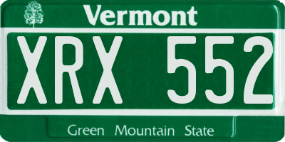 VT license plate XRX552