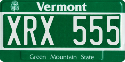 VT license plate XRX555