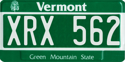 VT license plate XRX562