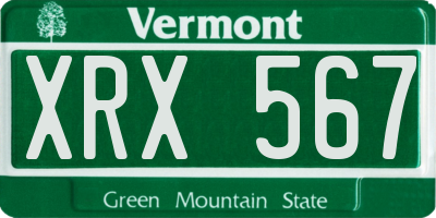 VT license plate XRX567
