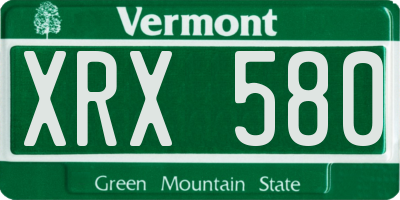 VT license plate XRX580