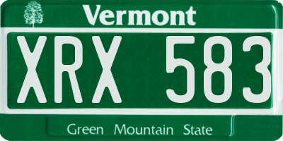 VT license plate XRX583