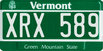 VT license plate XRX589