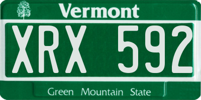VT license plate XRX592
