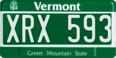 VT license plate XRX593