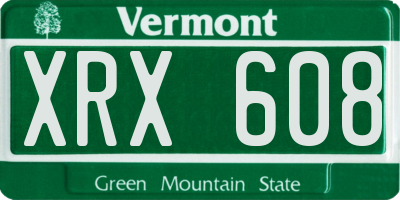 VT license plate XRX608