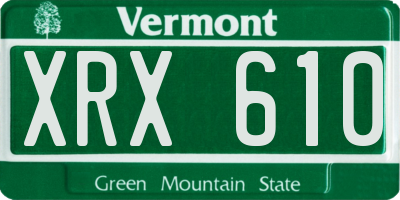 VT license plate XRX610