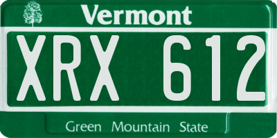 VT license plate XRX612