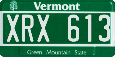 VT license plate XRX613