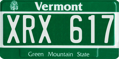 VT license plate XRX617