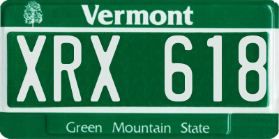 VT license plate XRX618