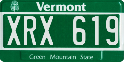 VT license plate XRX619
