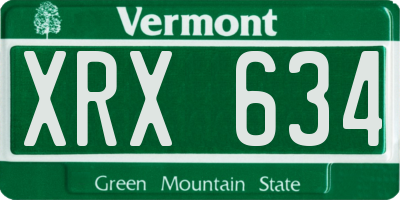VT license plate XRX634