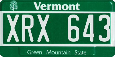 VT license plate XRX643