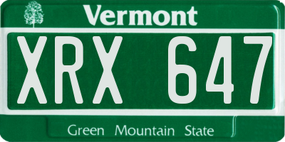 VT license plate XRX647