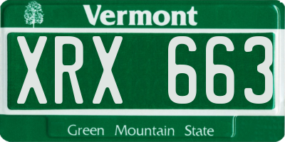VT license plate XRX663