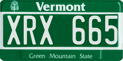 VT license plate XRX665