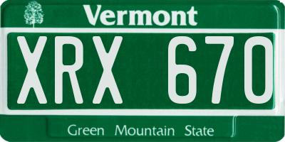 VT license plate XRX670