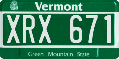 VT license plate XRX671