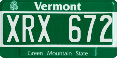 VT license plate XRX672