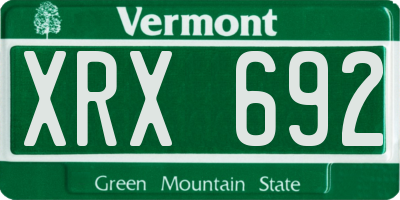 VT license plate XRX692