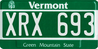 VT license plate XRX693