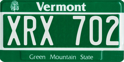 VT license plate XRX702