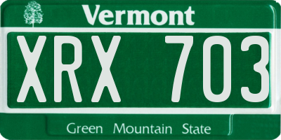 VT license plate XRX703