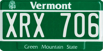 VT license plate XRX706