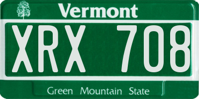 VT license plate XRX708