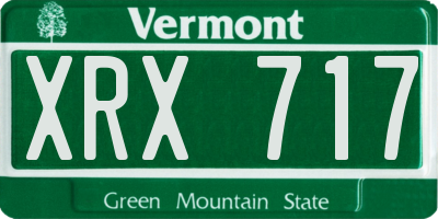 VT license plate XRX717