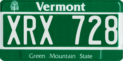 VT license plate XRX728