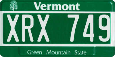 VT license plate XRX749