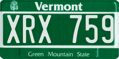 VT license plate XRX759
