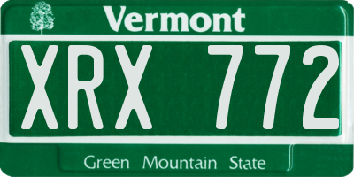 VT license plate XRX772
