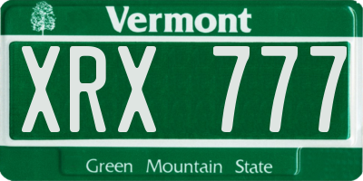 VT license plate XRX777