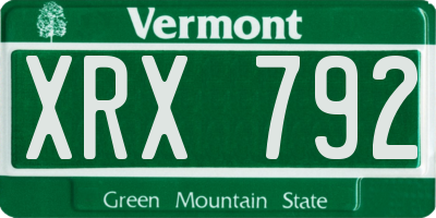 VT license plate XRX792