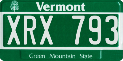 VT license plate XRX793