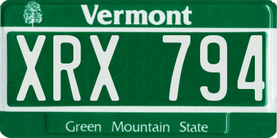 VT license plate XRX794