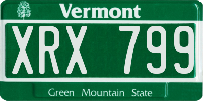 VT license plate XRX799