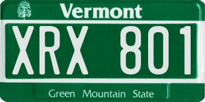 VT license plate XRX801